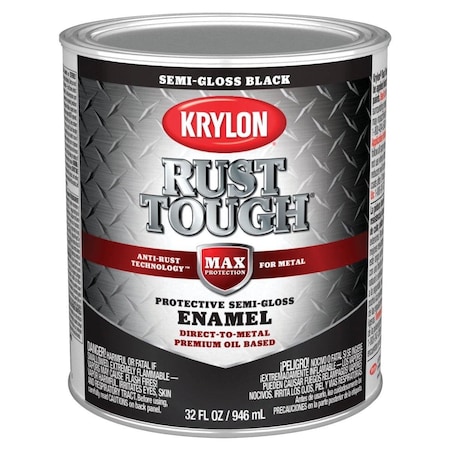 Krylon Rust Tough Oil-Based Semi-Gloss Rust Control Enamel, Black, 1 Qt. K09709008